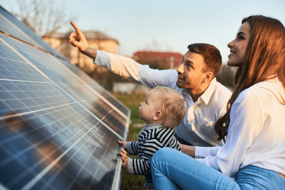 Family with their rooftop solar